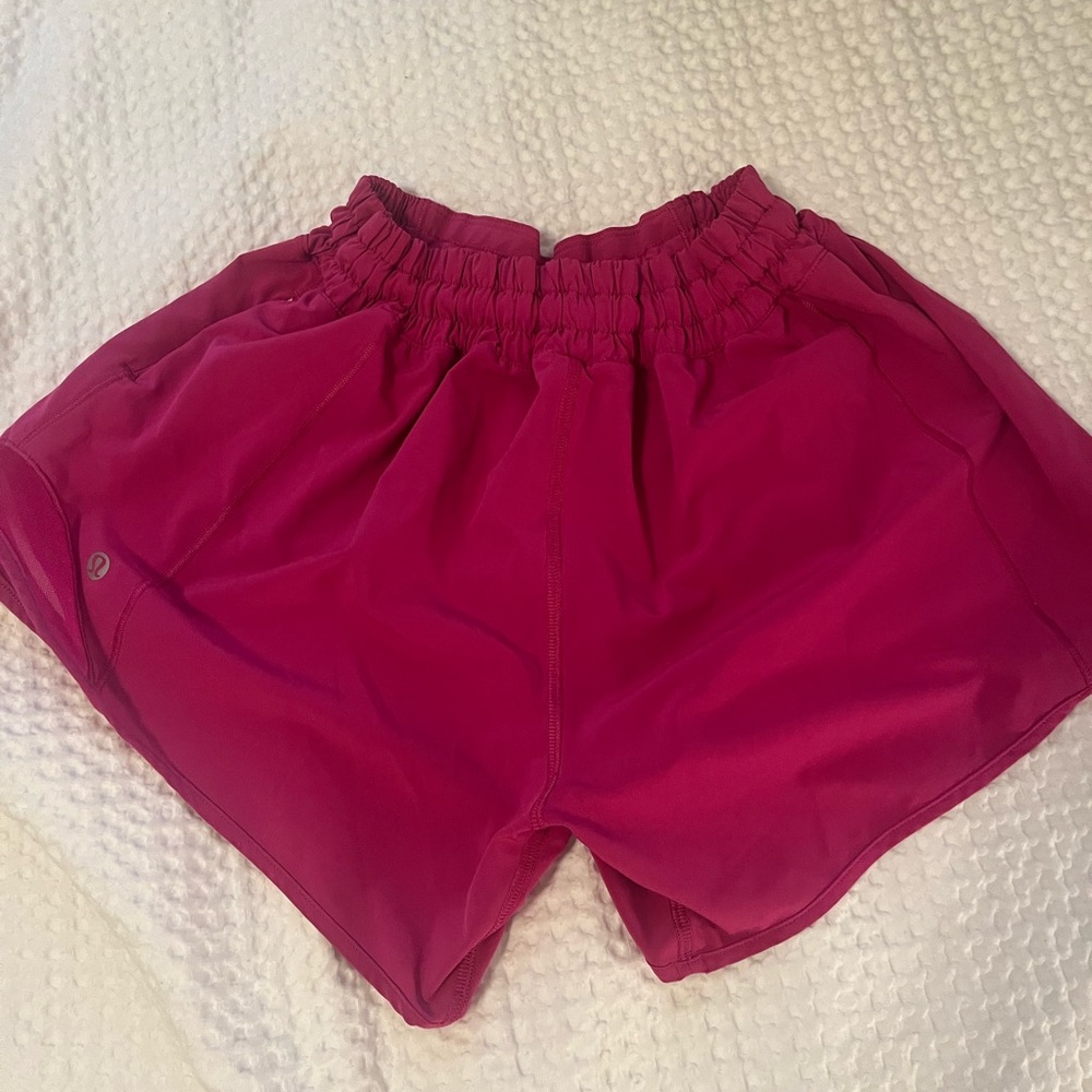 Pink Lululemom Hotty Hot 4” *LINER CUT OUT* Size 6